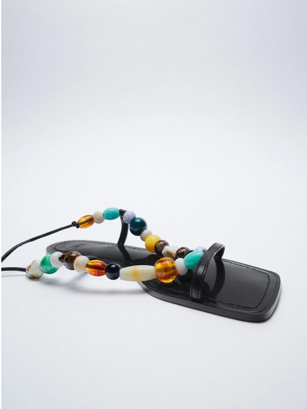 NWT Zara Tied Low Heel Beaded Sandals - Picture 6 of 6